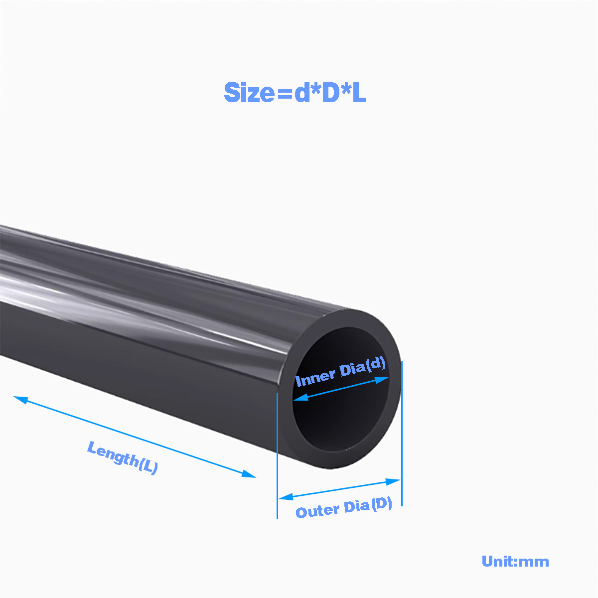 Ocean Aquarium - Tubo di plastica PVC nero Tubo